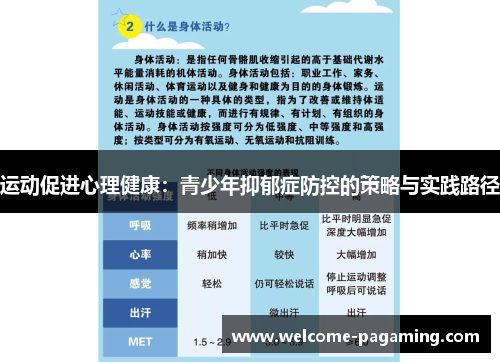 运动促进心理健康：青少年抑郁症防控的策略与实践路径